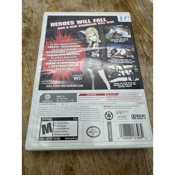 No More Heroes (Nintendo Wii, 2008) Complete with NO Manual - Picture 2 of 4